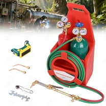 Ynce Oxygen Acetylene Welding Cutting Torch Kit,Oxyacetylene Torches with Tank,Long Pipe Brass Nozzle, Portable Professional Oxygen & Acetylene Gas Cutting Torch and Welding Kit with Gauge