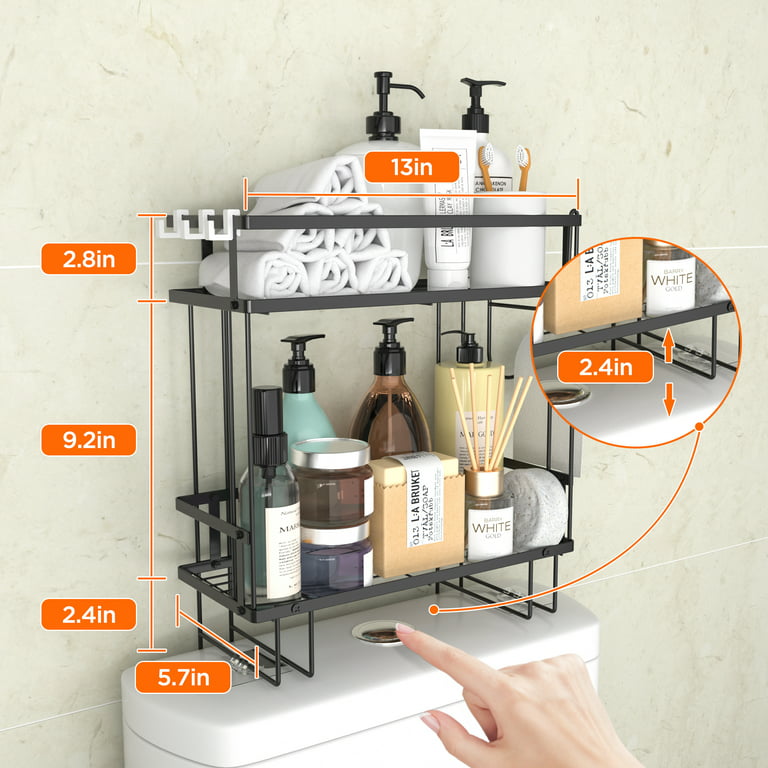 Bathroom Over Toilet Storage Shelf, Bathroom Organizer, Above Storage Cabinet Restroom Paper Holder, No Drilling Space Saver with Adhesive Base and