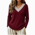 thumbnail image 5 of Long Sleeve Shirts for Women Lace V-Neck Soft Ribbed Knit Pullover Casual Fall Winter Shirt, 5 of 7