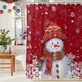 thumbnail image 6 of Red Christmas Shower Curtains for Bathroom, Snowman with Cap Xmas Snowflake Waterproof Fabric Shower Curtain for Bathroom Bathtub Decoration, Machine Washable, 36"x72", 6 of 9