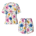 thumbnail image 5 of Wukai Rose Flowers Print Women's Pajama Set - Short-Sleeve Top and Shorts with Elastic Waistband and Pockets for Loungewear, Yoga, and Casual Wear-4X-Large, 5 of 8