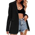 thumbnail image 3 of Fashion Womens Long Sleeve Open Front Loose Outerwear Solid Blouse Coat Tops Button Pockets Blouse, 3 of 8