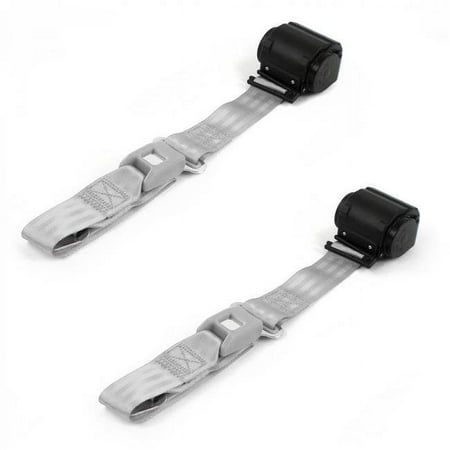 Standard 2 Point Gray Retractable Bucket Seat Belt Kit with 2 Belts for 1928-1932 Early Cars