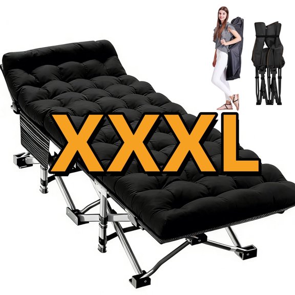 Slsy Extra Heavy Duty XXXL Camping Cot,Folding with Mattress,1200D Oxford Portable Cot Bed with Carry Bag for Camping, Hiking, Travel, Guest,Supports 900 lbs