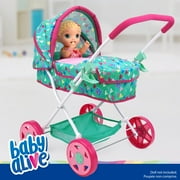 Baby Alive: Travel N' Feed Set - 7pcs - Green, Pink, Hearts - Stroller, Highchair, Bag, Feeding Accessories, Set For Dolls Up To 18, Kids Toy, Ages 3+