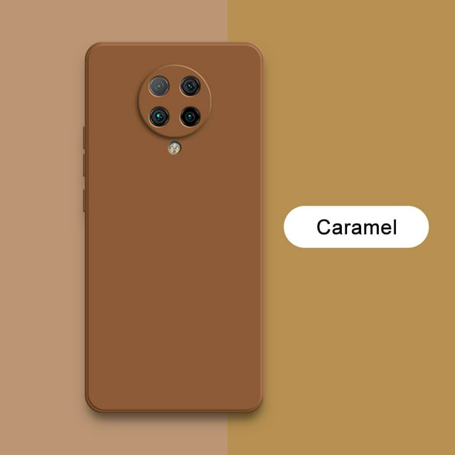 Original Square Liquid Silicone Case for Xiaomi POCO F2 Pro Camera Lens Protective Soft Phone Back Cover F2Pro Shockproof Armor Caramel POCO F2 Pro