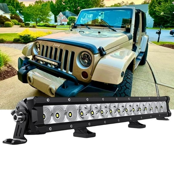 20 Inch Single Row LED Light Bar 75W Spot Flood Combo Off Road Driving Light Ultra-Slim Light Bar Waterproof Work Light Thin Light Bar for UTV SXS SUV ATV Truck Pickup