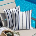 thumbnail image 2 of Throw Pillow Covers, Navy Blue Vertical Stripes 24x24 Pillow Covers for Couch/Sofa/Bed, Geometric Farmhouse Striped Decorative Square Linen Cushion Pillowcase for Home Decor, 2 of 9