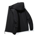 thumbnail image 4 of Herrnalise Men's Jacket Crew Hooded Midlayer Jacket Fashion Zipper Casual Windproof Waterproof Loose Outwear Jacket Coat Black, 4 of 7