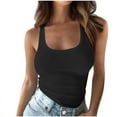 thumbnail image 3 of Bmawag Plus Size Women's Tank Tops Sleeveless Crew Neck Solid Color Sweatshirt Women's Winter Casual Loose Pullover Tops Black XL, 3 of 7