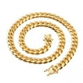 thumbnail image 2 of Mens Miami Cuban Link Bracelet Chain Necklace 18k Gold Plated Stainless Steel, 2 of 5