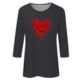 thumbnail image 4 of ICHUANYI Women's Trendy Heart Print T-shirt 3/4 Sleeves Shirts Round Neck Casual Tops, 4 of 4