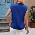 thumbnail image 4 of Plus Shirts for Women Plus Size Solid Color Cap Sleeve Satin Blouse, 4 of 6