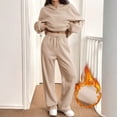 thumbnail image 7 of Stichou Womens Sweatsuits 2 Piece Outfit Lounge Sweat Suits Set 2026 Spring Winter Fleece Hoodies Baggy High Waist Wide Leg Sweatpants Beige M, 7 of 7