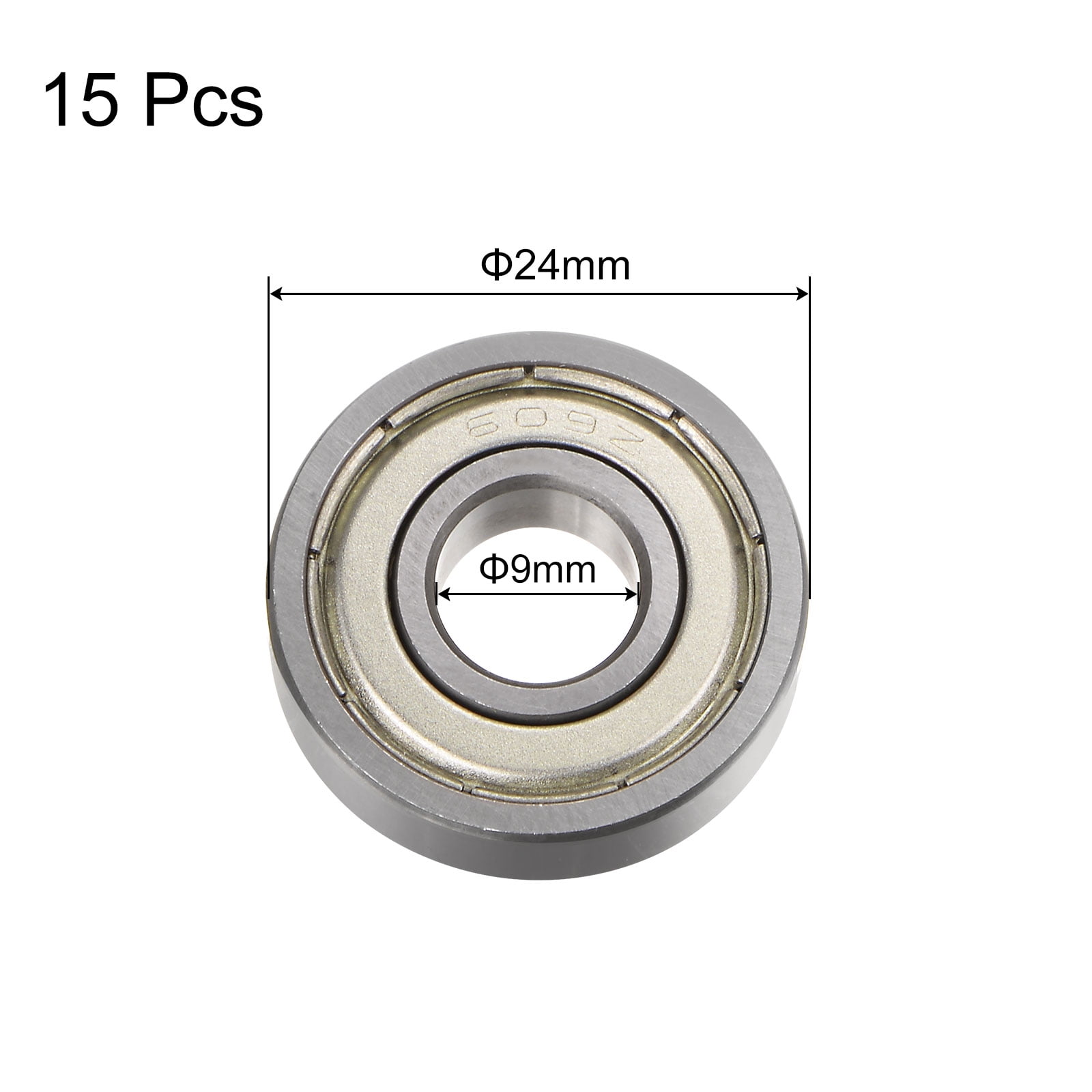 Uxcell 609ZZ Deep Groove Ball Bearings 9x24x7mm Chrome Steel