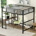 thumbnail image 6 of Bellemave Full Size Loft Bed with Wooden Desk and 4-Tier Shelves Full Metal Loft Bed with Storage Underneath and Guardrails Space-saving Junior Loft Bed for Teens, Student, Black, 6 of 10