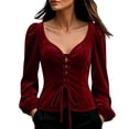 thumbnail image 2 of JOANKDMI Gothic Vampire Lace-Up Corset Top Women Elegant Puff Long Sleeve Sweetheart Neckline Blouse for Roleplay Renaissance Fair Halloween Costume Outfit, 2 of 4