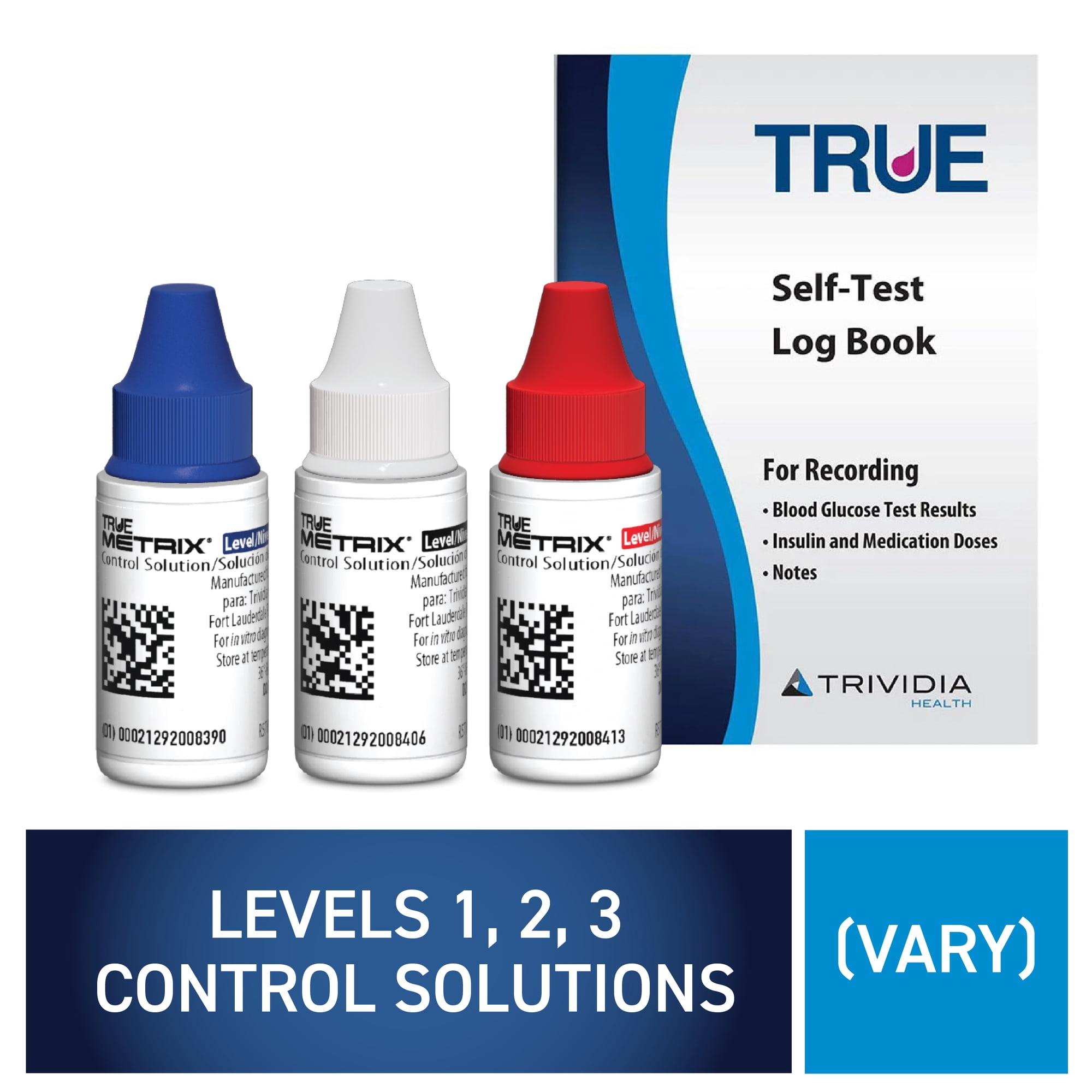 TRUE METRIX Control Solution Bundle Level 1, 2, and 3 Solutions, TRUEplus Log Book