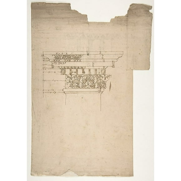Arch of Septimius Severus, ornamental cornice and pilaster (recto) Arch of Septimius Severus, cornice with ornamental frame moulding (verso) Poster Print (18 x 24)