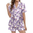 thumbnail image 3 of FASHOFT Funny Halloween Pajama Sets for Women 2 Piece Cute Ghost Pumpkin Printing Button Down Shirts and Shorts Matching Pajamas Loung Set Purple M, 3 of 6