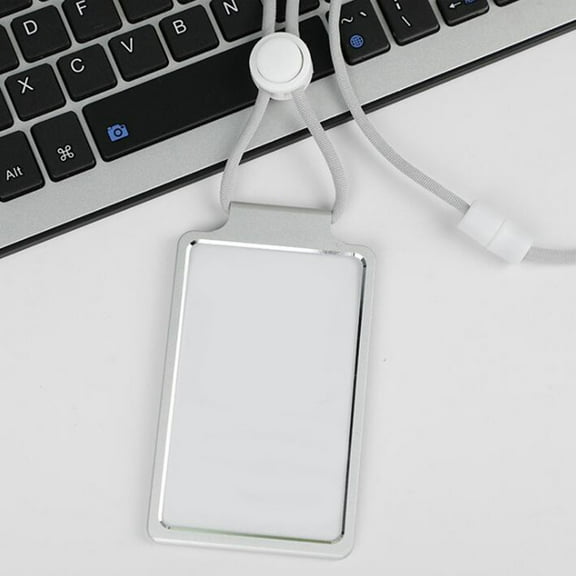 WYQLFSB ID Cases Aluminum Alloy Business Credit Card Holder Work Name Adjustable Lanyard Holder Vertical Metal Badge Covers Silver