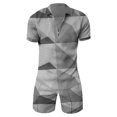 thumbnail image 1 of Vedolay Summer Casual Short Sets Men's 2 Pieces Shirt Set Short Sleeve Fashion Summer Tracksuits Casual Set,Gray XL, 1 of 3