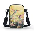 thumbnail image 2 of HELLHERO Adjustable Strap Cross Body Purse Adults Polyester Daily Commute or Casual Outings 4.33x1.97x7.09 Adjustable Shoulder Strap, Hummingbirds and Lilies, 2 of 7