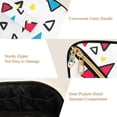 thumbnail image 5 of FORMRS Makeup Bag Travel Cosmetic Organizer for Women Fold Flat Zipper Pouch with Handle, Red Triangles, 5 of 8