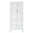 thumbnail image 6 of 71" Tall White Metal Wardrobe with 2 Drawers & Hanging Rod, 2-Door Storage Cabinet with Adjustable Shelf for Bedroom, Office, Entryway, 6 of 17