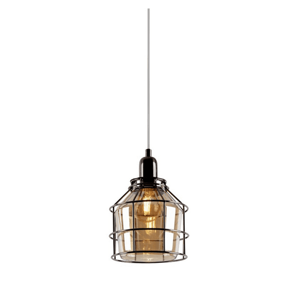 Sunset Lighting F3615-74-CLR  Plover 1 Light Pendant Blackened Copper Clear Glass