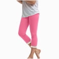 thumbnail image 2 of Girls Capri Leggings Stretchy Cropped Yoga Pants Elastic High Waisted Kids Lightweight Athletic Tights 12-13 Years,Pink NIEWTR, 2 of 8