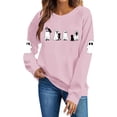 thumbnail image 5 of Jsaierl Halloween Sweatshirts for Women Spooky Ghost Graphic Pullovers Soft Holiday Crewneck Long Sleeve Sweater Tops Halloween Costumes, Sizes S-2XL, 5 of 7
