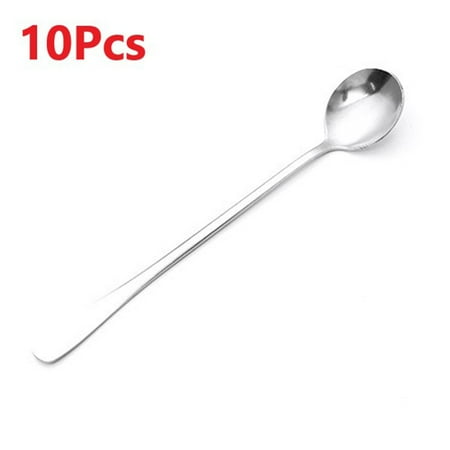 

10Pcs Stainless Steel Spoon Long Handle Spoon Coffee Spoon Ice Cream Spoon