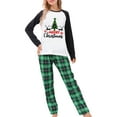 thumbnail image 2 of Christmas Family Pajamas Matching Set Letter Christmas Tree Print Long Sleeve Tops Plaid Pant, 2 of 10