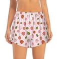 thumbnail image 2 of Picia Hand Drawn Strawberry Pattern Women's 2 in 1 Athletic Running Shorts High Waisted Workout Casual Gym Sweat Shorts with Comfy Liner Zipper Pockets-Large, 2 of 9