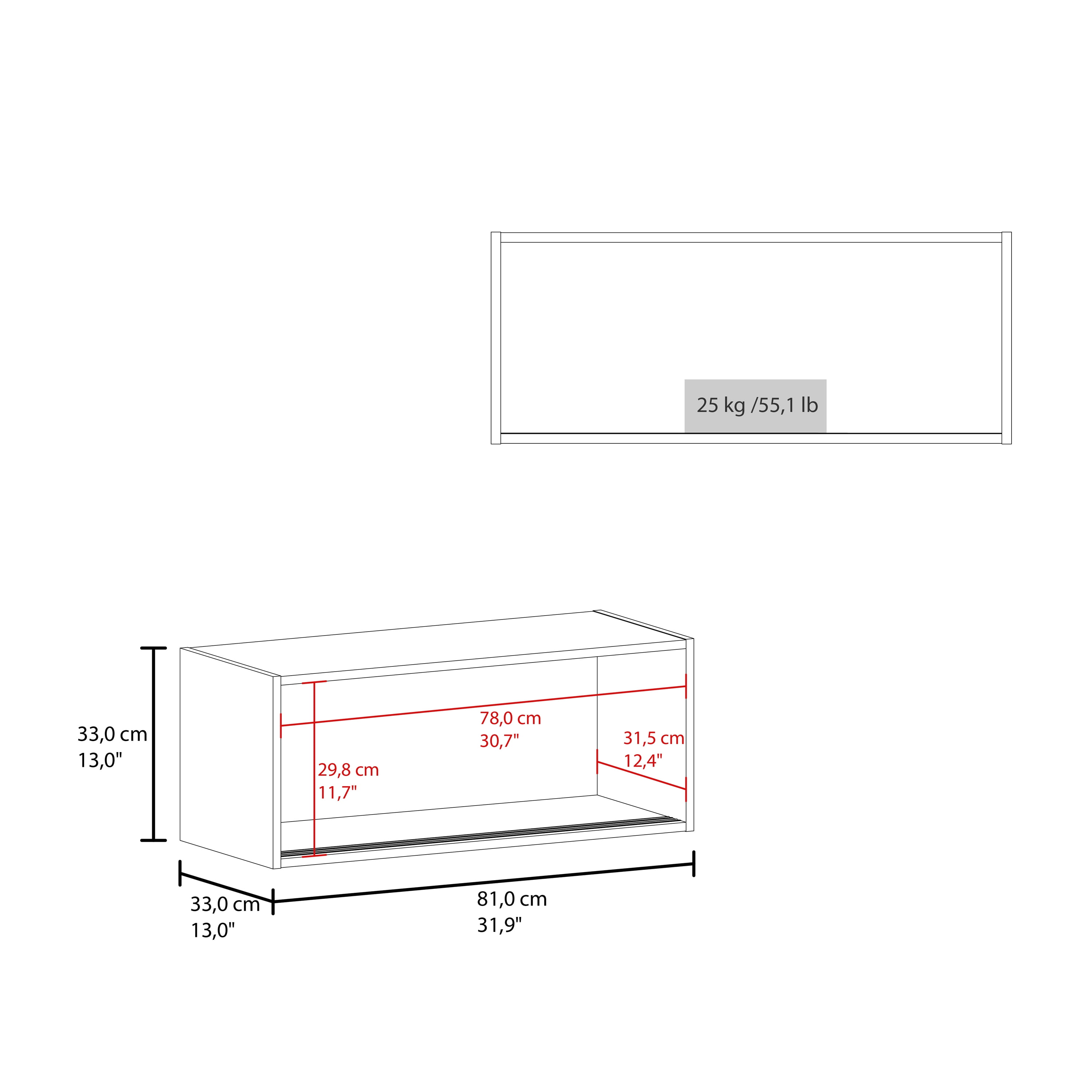 Wall Cabinet with Sliding Doors, Wall Shelf, Storage Cabinet, Bedroom, Office, Living Room, Garage - 32"W x 13" H