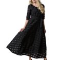 thumbnail image 1 of Vestido vintage de verano euroamericano de los años 50 para mujer, corte A, falda de organza a cuadros, talla grande, manga corta, vestido de una pieza con burbujas - Talla 2XL, 1 of 7