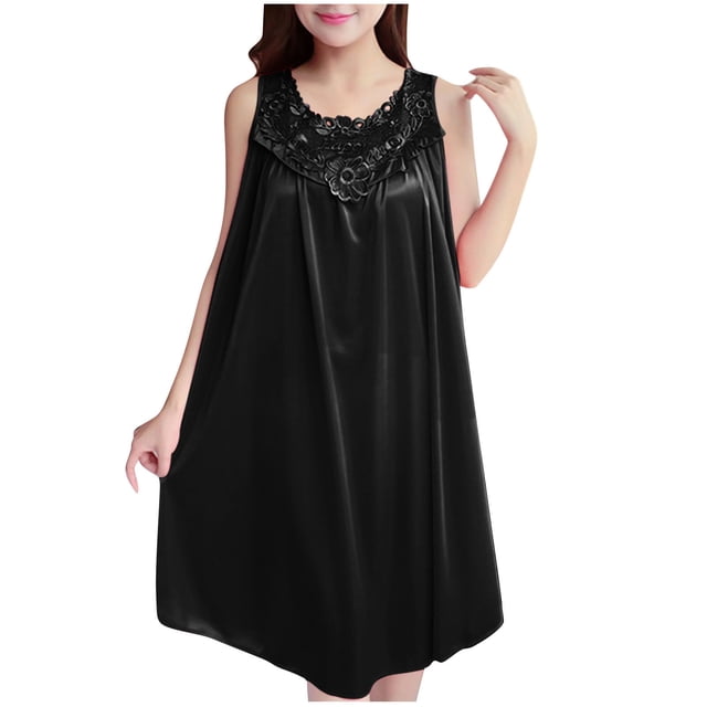 Karight Jupe Maison Grande Taille à Col Rond pour Femmes, Couleur Unie, Ample et Confortable
