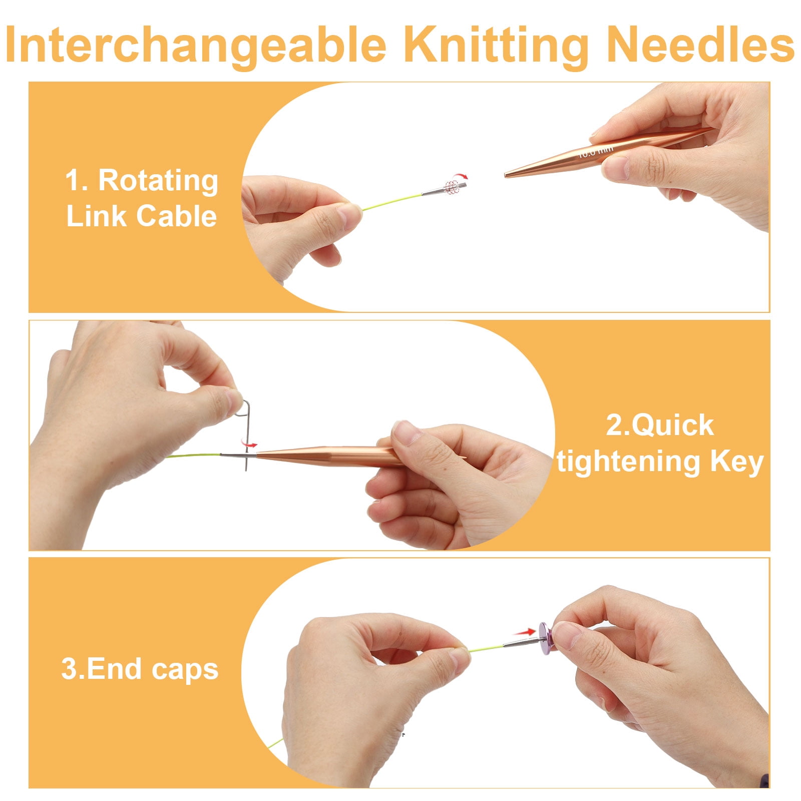 EEEkit 13 Pairs Interchangeable Knitting Needle Set, Circular Knitting Needles for Beginners and Experts, 3-10mm