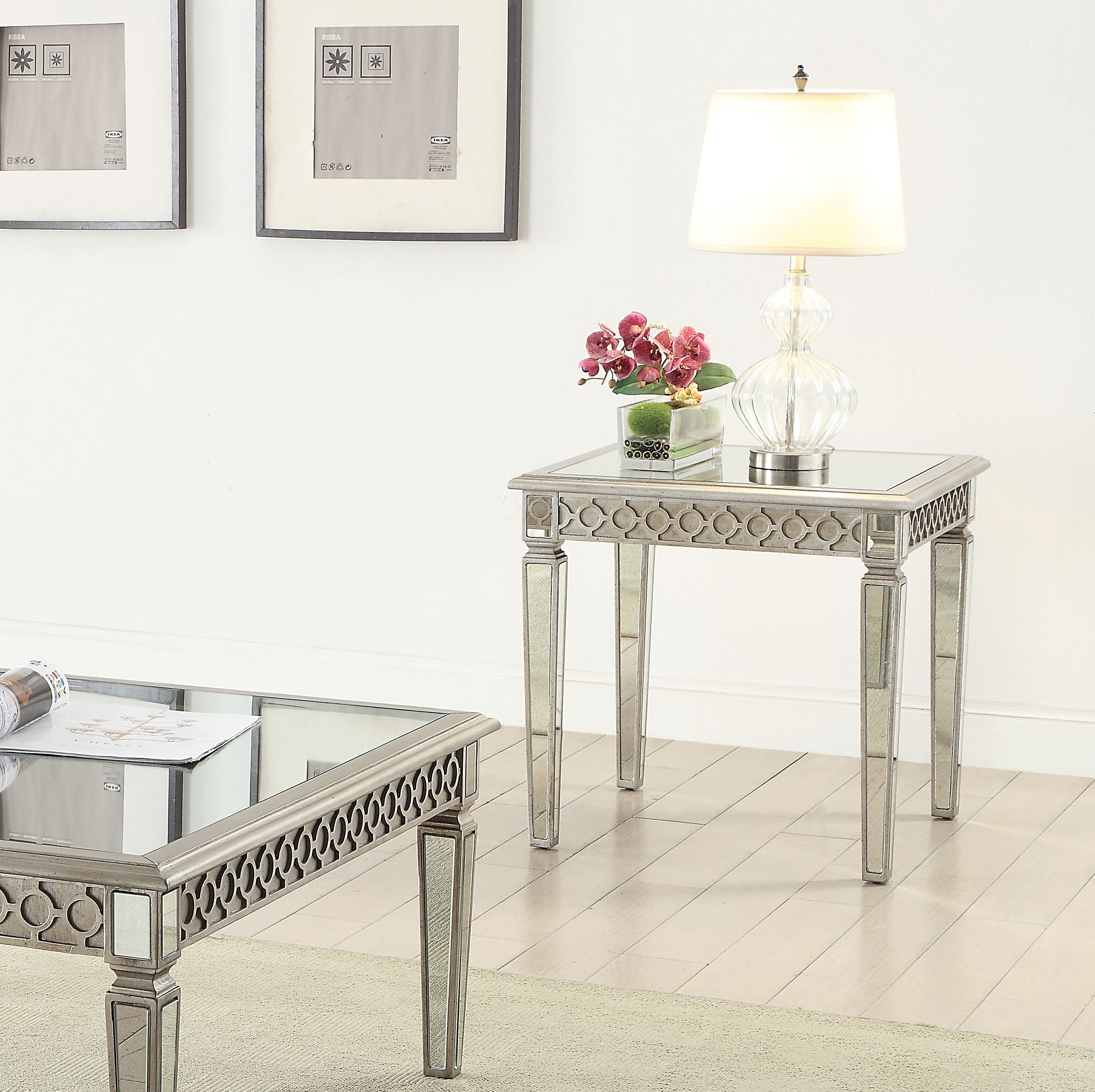 Acme Kacela Square Mirrored End Table in Champagne - image 2 of 2