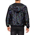 thumbnail image 3 of Argyle Sequins Jackets for Men's Long Sleeves Metallic Shiny Hooded Disco Jacket M Multicolor, 3 of 5