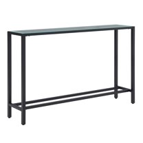 SEI Furniture Darrin 56" Glass Top Console Table in Black