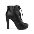 thumbnail image 3 of BLISSFUL STEP Women's Platform Lace Up Strap Block Heels Ankle Boots Black 8.5, 3 of 7
