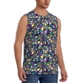 thumbnail image 2 of Fotbe Purple-Gold Triangles Men's Camiseta sin Mangas Estampada para Hombres, Playera Casual para Gimnasio, Entrenamiento, Playa-Small, 2 of 7