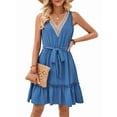 thumbnail image 1 of Robes d'Été pour Femmes Sans Manches Décontractées Ample Robe Midi Bleue P, 1 of 10