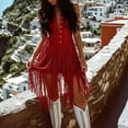 thumbnail image 6 of Sheghy Women Tank Tops 100%Cotton V Neck Vest, Solid Button Front Fringe Hem Sleeveless Slim Top Wine S, 6 of 8