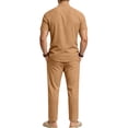 thumbnail image 4 of hotojiny Mens 2 Piece Outfits Casual Summer Vacation Beach Wear Classic Fit Button down Shirt with Straight Leg Pants Set(Yellow,X-Large), 4 of 7
