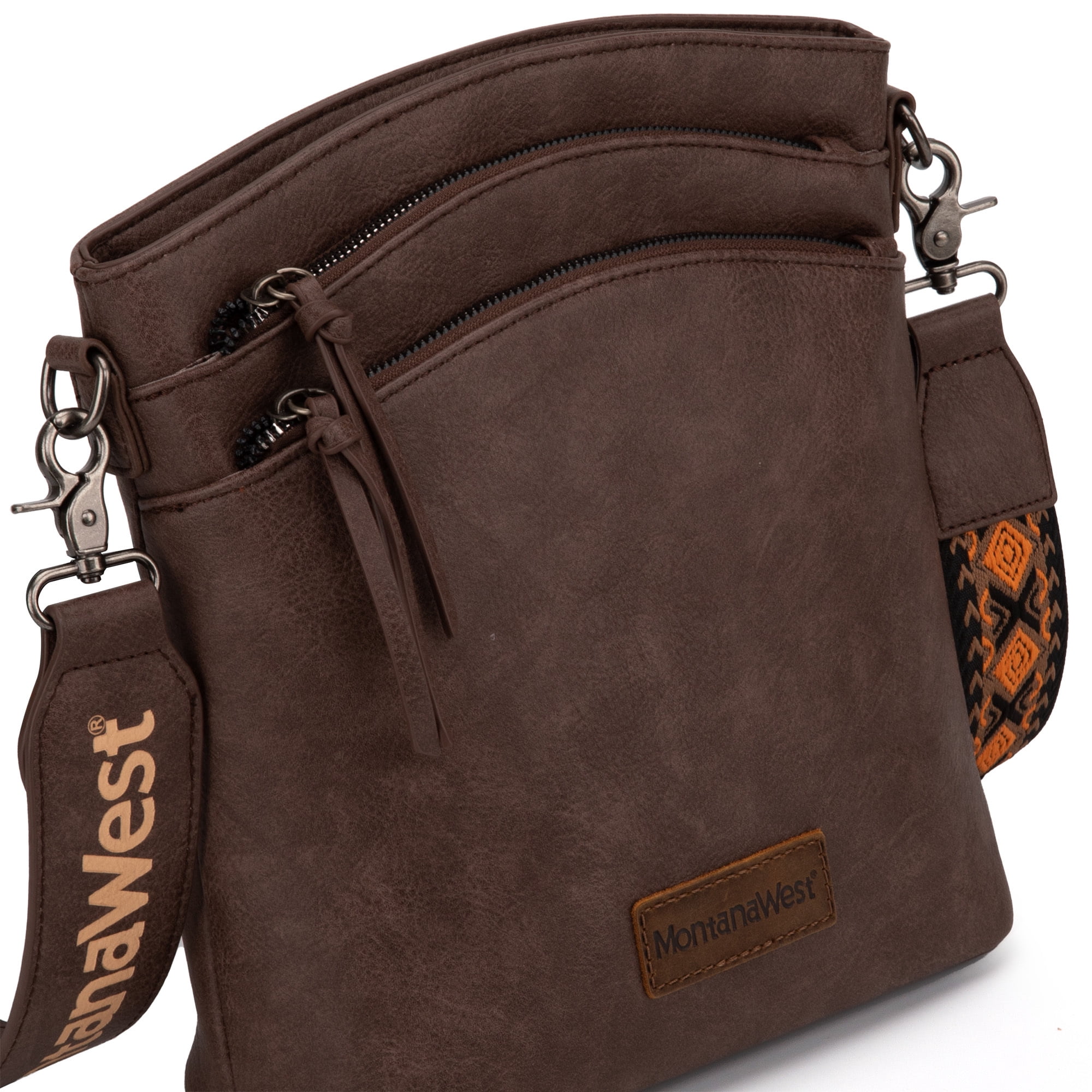Montana West Crossbody Purses and Handbags for Women Double Compartments Cross Body Bag with Adjustable Strap, Coffee