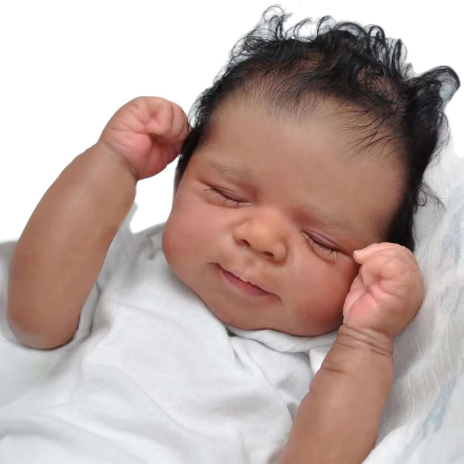 Black Realistic Reborn Baby Doll ,   African American 18 Inch Sleeping Baby Doll, Soft Cloth Body Lifelike Newborn Doll With Feeding Accessories, Baby Doll Toy Gift For Kids Age 3+