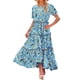 thumbnail image 1 of Puntoco Falda De Encaje De Pastel De Moda Casual Para Mujer Vestido De Cuello Redondo De Manga Corta Estampado Vestido De Cuello Redondo De Manga Corta Azul Xl,Regalos Para Mujer Joven, 1 of 8